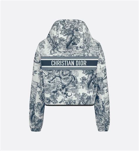 Dioriviera Cropped Hooded Jacket White and Deep Blue Toile de Jouy ...