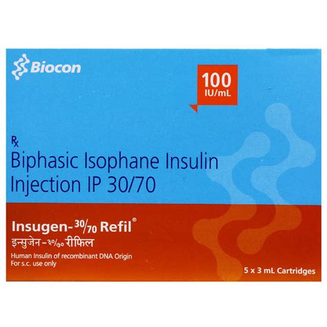 Insugen 30/70 100IU/ml Refil Cartridge 3 ml | Uses, Side Effects, Price ...