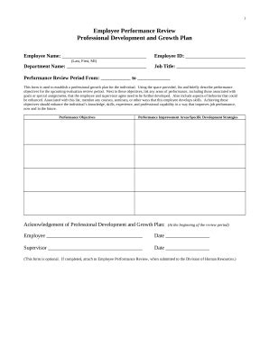 Employee Perance Review and Development Plan Doc Template | pdfFiller