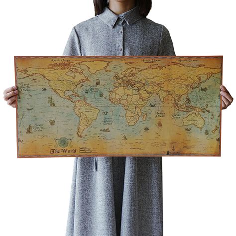 fanquare Nautical Map Posters Retro Kraft Paper Wall Stickers for ...