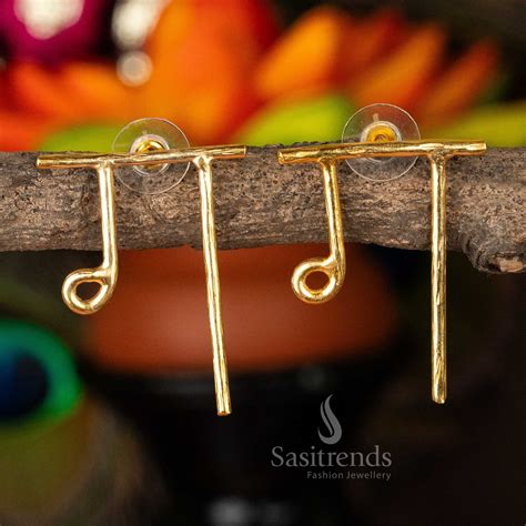 Gold Plated Hindi Alphabet Designer Earrings - Elegant Jewellery ...
