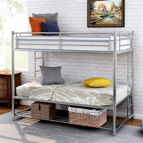Buy P PURLOVE Twin-Over-Twin Bunk Bed Metal Bunk Bed with Removable ...