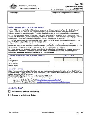Flight Instructor Rating Application Form 750 - Blank Fillable Template ...