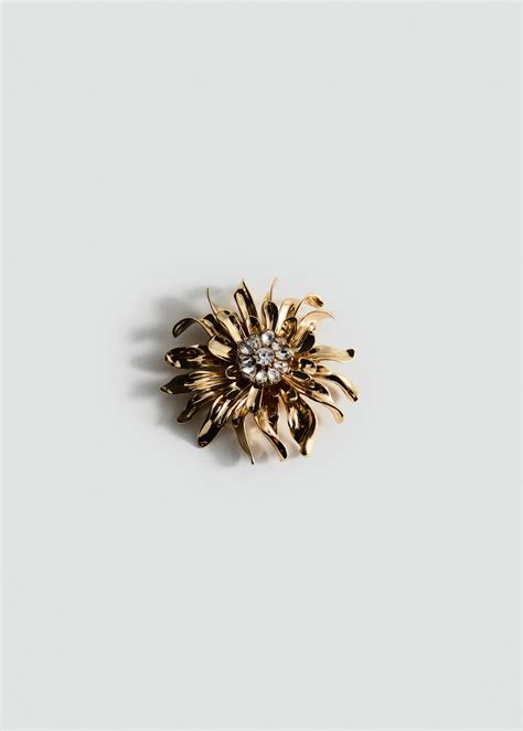 Metallic flower brooch - Women | MANGO Greece