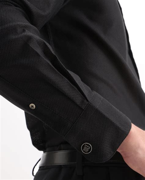 Rare Rabbit Men's Astron 25 Black Cotton Blend Plain Regular Fit Full