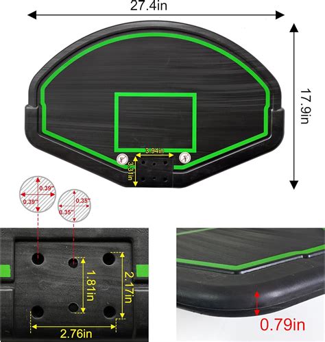 Basketball Backboard Replacement, 2 Holes Backboard for Basketball Hoop ...