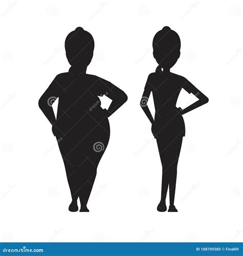 Silhouette. Stages Weight Loss before and after Stock Vector - Illustration of people, flat ... - stages of weight loss