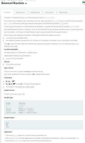 Image result for Balanced Brackets HackerRank Solution