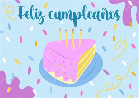 Premium Vector | Flat lay vector template - happy birthday in spanish ...