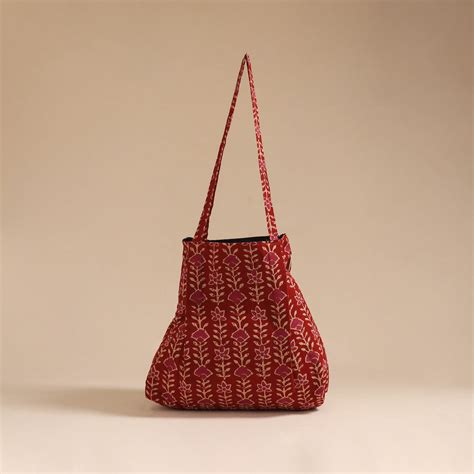 Red Handcrafted Fabric Jhola Bag