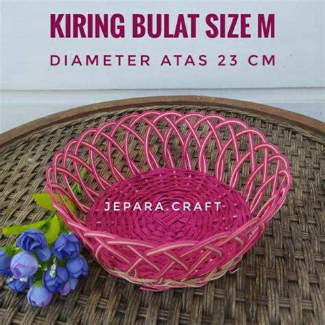 Jual 1 Keranjang Rotan Kiring Ukuran Medium M Bulat Warna - natural ...