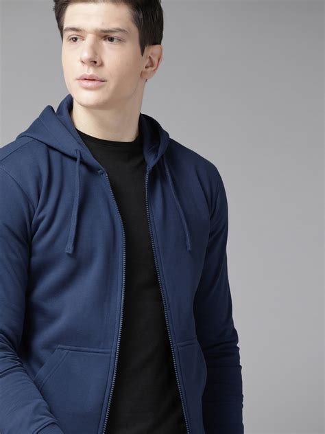 Buy Roadster Men Navy Blue Solid Hooded Sweatshirt - Sweatshirts for ...