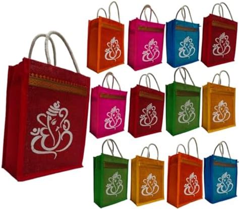 Maru Jute Bags with Ganesh & Kolam design multicolor bags with zip ...