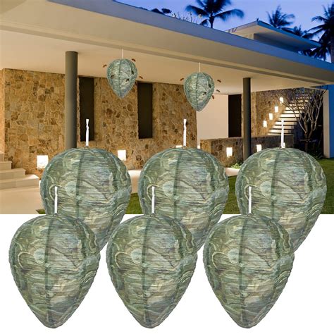 Buy Stingmon 6 Pack Fake Wasp Nest Decoy, Paper Wasp Nest Hanging, Bee ...