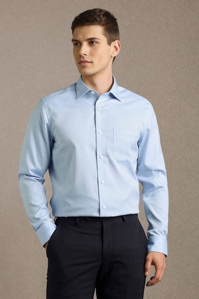 Buy Men Light Blue Classic Fit Solid Full Sleeves Formal Shirt Online ...