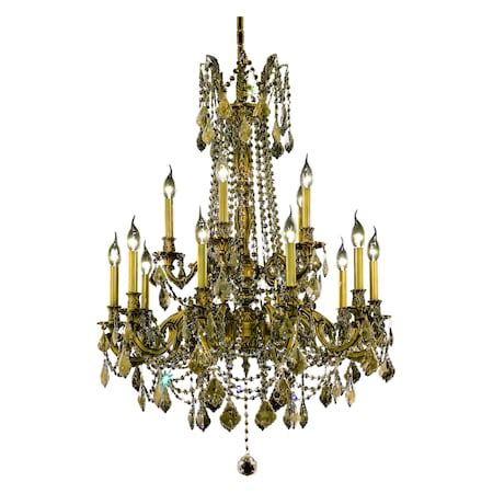 Elegant Lighting Royal Cut Smoky Golden Teak Crystal Rosalia 15-Light ...