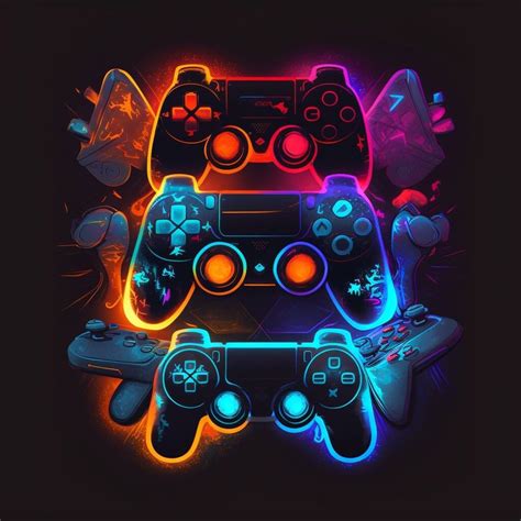 Neon Game Controllers on Black Background | Playstation, Gadgets, Game ...