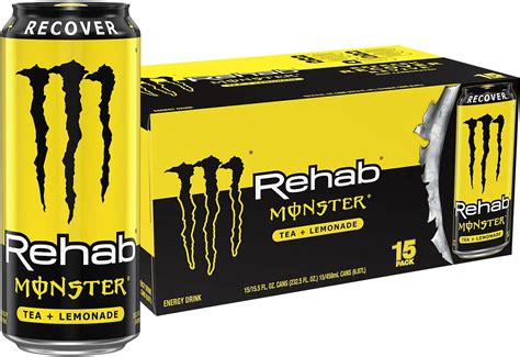 Monster Energy Rehab Tea Lemonade, Iced Energy Drink, 15.5 Ounce Cans ...