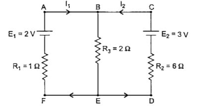 In the circuit shown in figure below, `E_1` and `E_2` are two cells ...