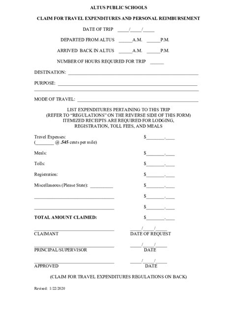 Fillable Online CLAIM FOR TRAVEL EXPENSES 1-22-2020.docx Fax Email ...