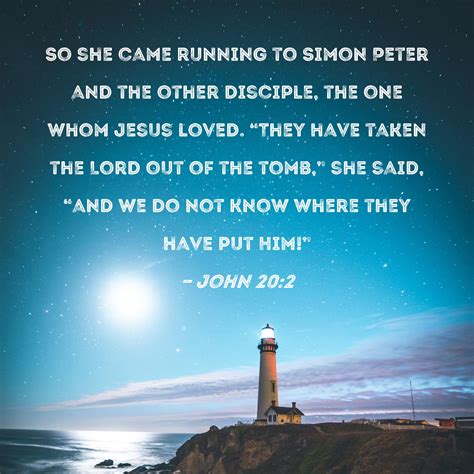 John 20:2 So she came running to Simon Peter and the other disciple ...