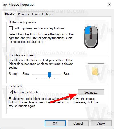 Image result for Click Lock Mouse Settings