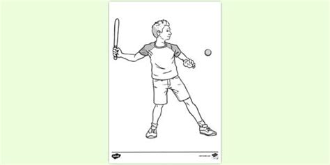 Hitting a Ball Rounders Colouring | Colouring Sheets