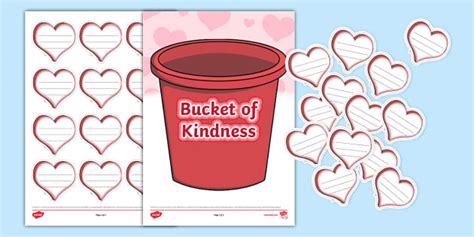 Bucket of Kindness and Heart Cut-Outs (teacher made)