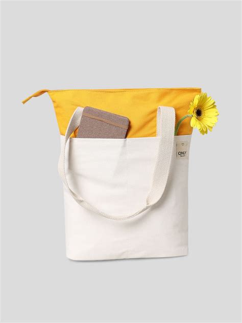 Yellow Colourblocked Cotton Canvas Bag – creaworldwide