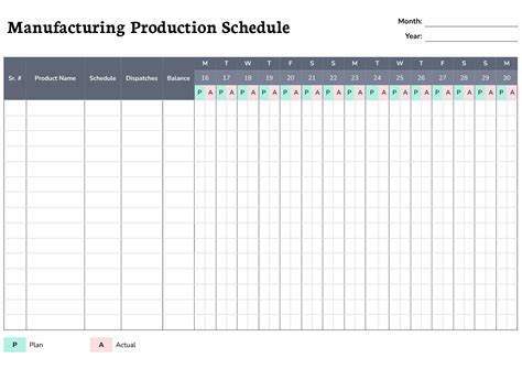 Manufacturing Production Schedule Template - Google Docs | Word - Highfile