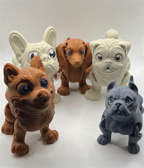 3D Printed Articulated Dog | Pitbull/staffordshire Terrier, Pug, Corgi ...