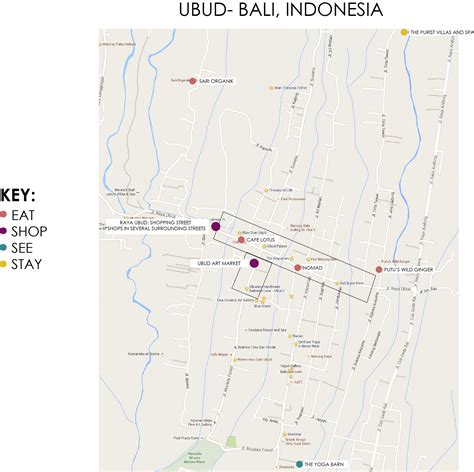 Map of Ubud, Bali, Indonesia
