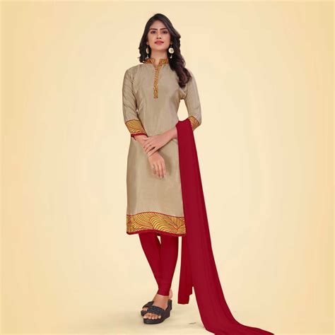 Women's Premium Italian Silk Plain Gaala Border Nurse Uniform Salwar ...