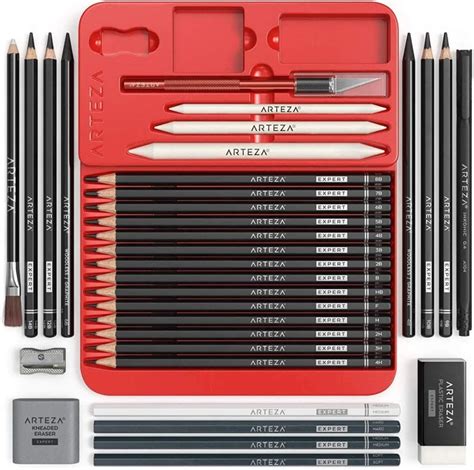 Arteza Expert Drawing Pencil Set, 33 Pieces Complete Set For Graphite ...