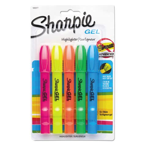 Sharpie Gel Highlighters, Bullet Tip, Assorted Colors, 5 Count ...
