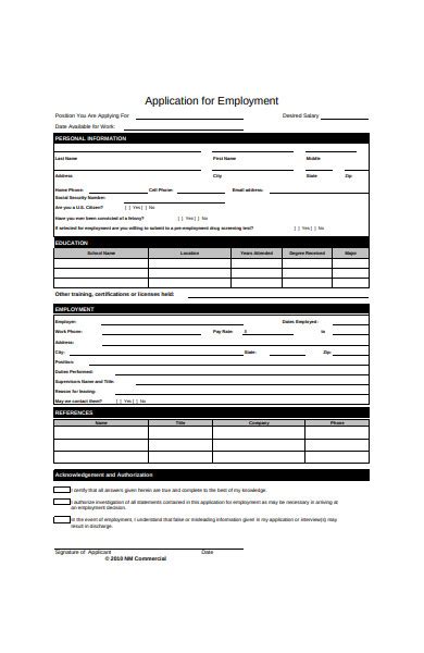 Image result for Example of Job Application Form