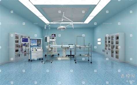 【手术室3D模型】_现代绿蓝手术室3d模型下载_ID405794_免费3Dmax模型库 - 青模3d模型网
