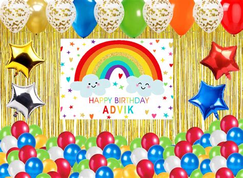 Buy Rainbow Theme Birthday Party Complete Party Set for Girls | Party ...