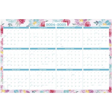 AT-A-GLANCE Erasable Wall Calendar 2024-2025, 24" x 36", Large ...