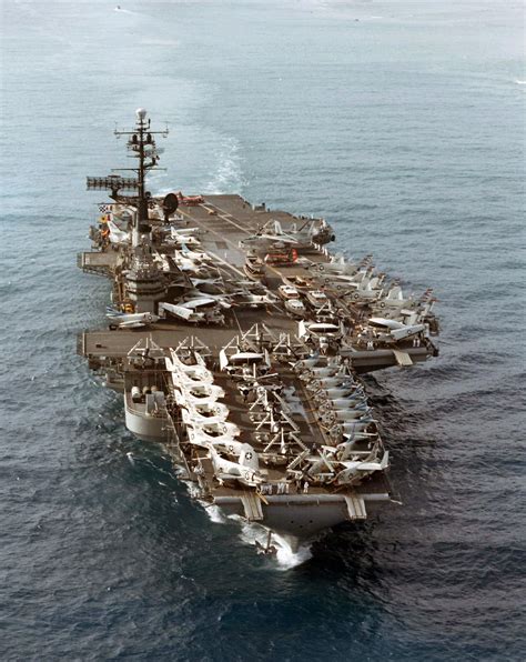 View of the aircraft carrier USS Coral Sea (CVA 43) underway in the ...