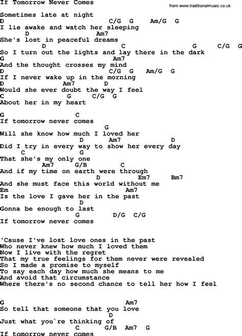 Garth Brooks If Tomorrow Never Comes Lyrics And Chords - LyricsWalls