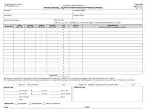 Fillable Online service delivery log with written narrative written ...