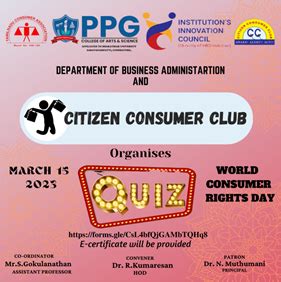 WORLD CONSUMER RIGHTS DAY | PPG College of Arts and Science