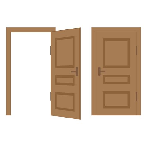 Open and closed door. Interior Design. Front view. 7987859 Vector Art ...