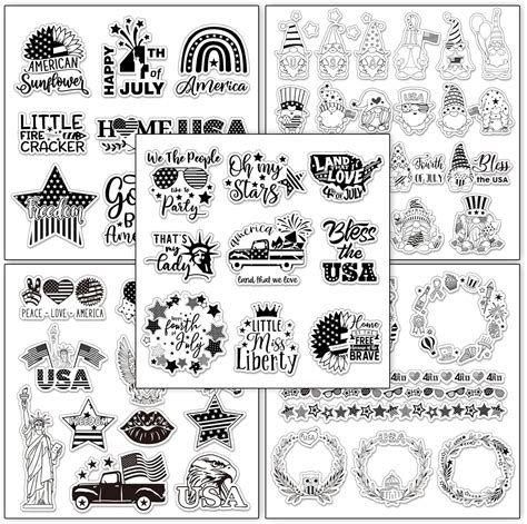 Whaline 5 Sheet 4th of July Clear Stamps Patriotic India | Ubuy