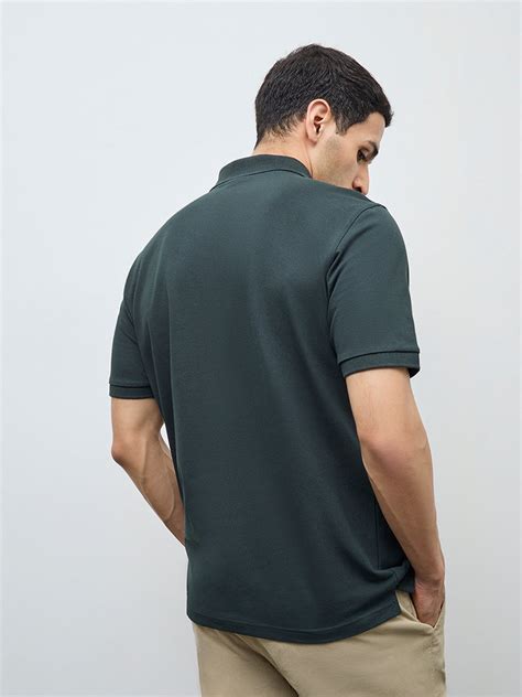 Buy WES Casuals Green Relaxed-Fit Cotton-Blend Polo T-Shirt from Westside