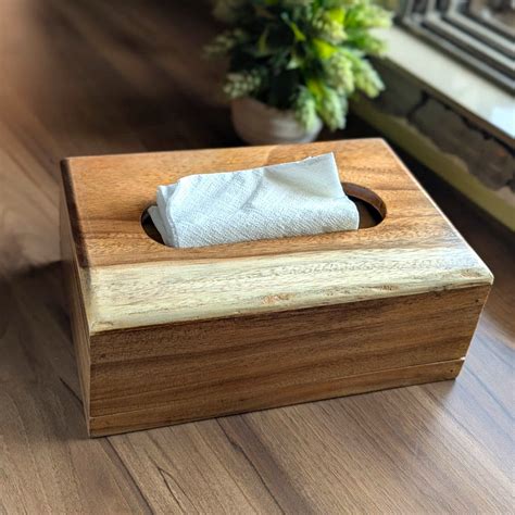 Handmade Wooden Tissue Box Cover | Solid Wood Tissue Holder for Hotels ...