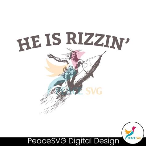 Retro He Is Rizzin Funny Easter Jesus On A Rocket SVG Instant Download ...