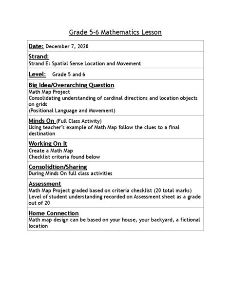Math Lesson Math Map | PDF