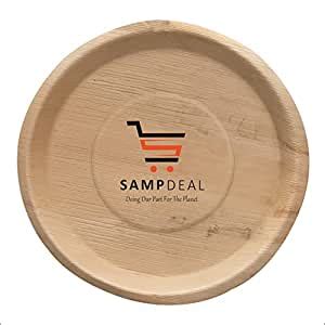 Buy SAMP DEAL Palm Leaf Plates. Compostable Bamboo-Style. 12" Round ...